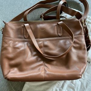 Mina baie midi dark tan Amelia leather diaper bag